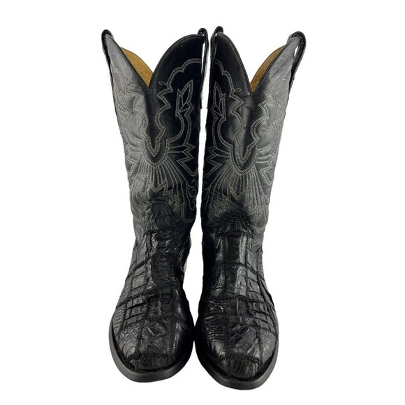 Men's Corral Black Caiman Almond Toe Western Boots Size: 8.5 D - Picture 3 of 8